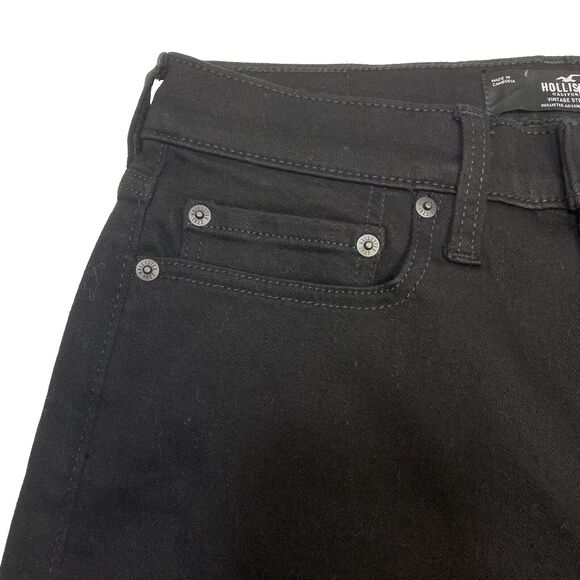 Hollister Jeans Men 26x30 Black No Fade Vintage Straight Distressed Denim Ripped - Picture 4 of 9